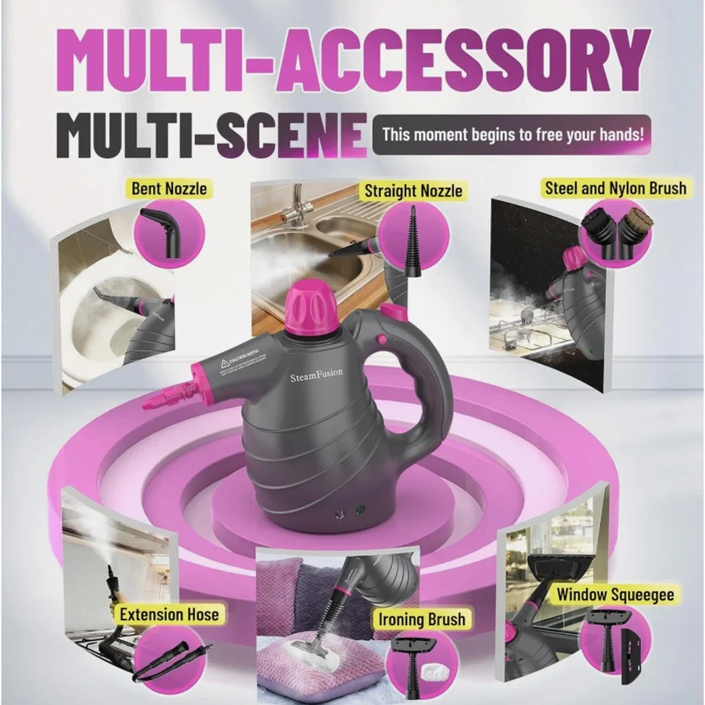 Pressurized Handheld Steam Cleaner with 10Pcs Accessories&Safety Lock, Multi-Pur